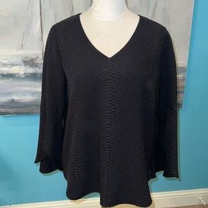 Calvin Klein Black Bell Sleeve Blouse, Small